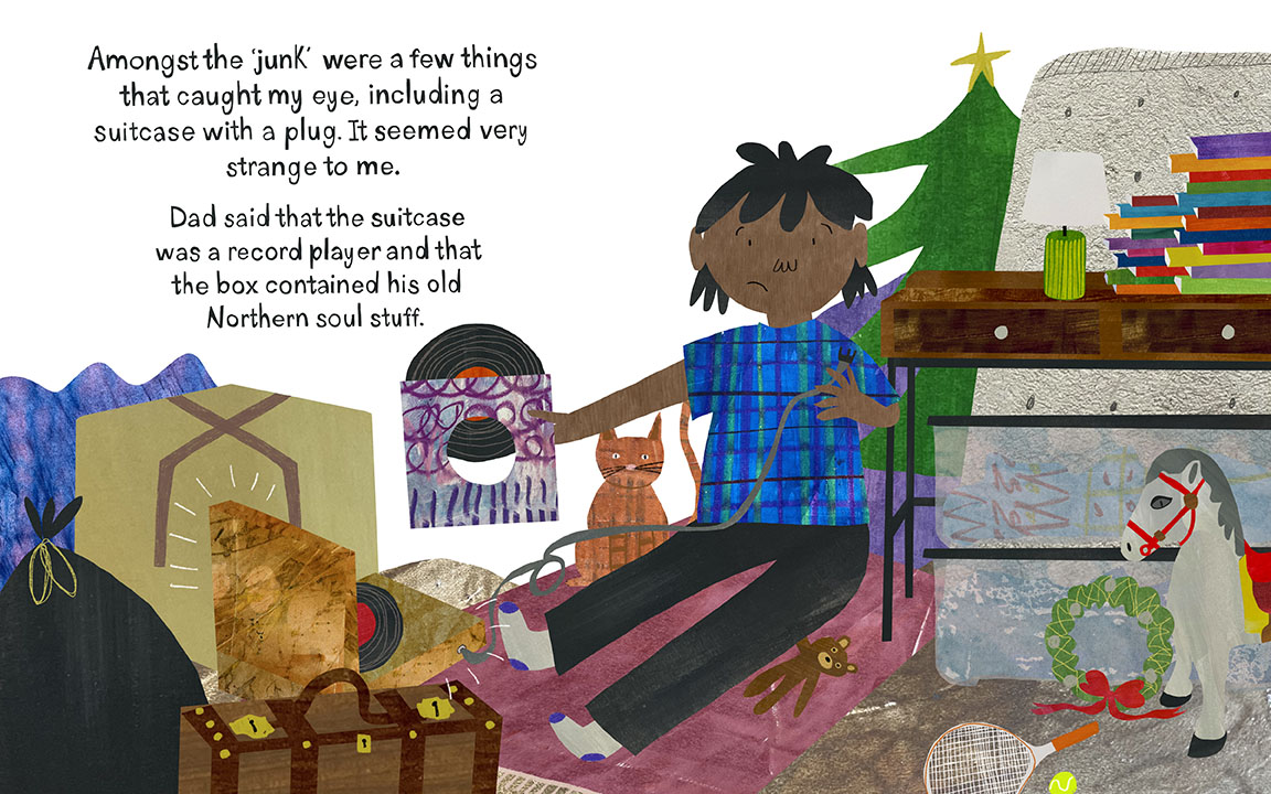 A children's book spread from a book about Northern Soul.