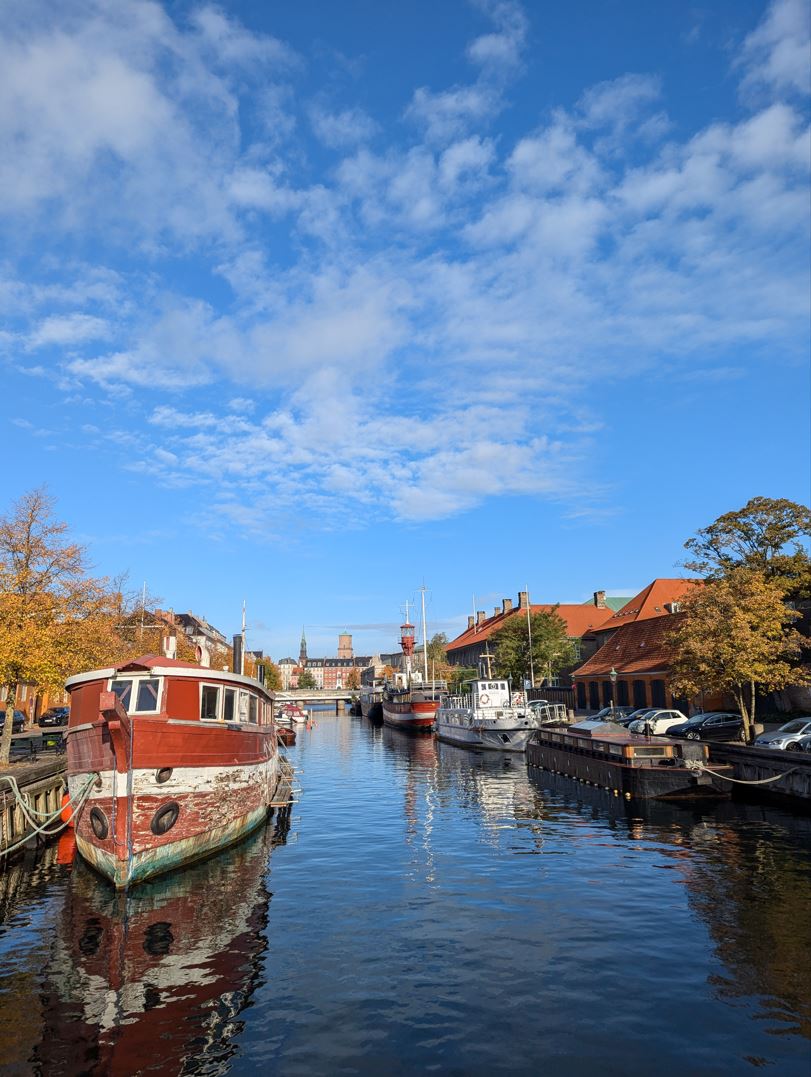 Image of Canal with Boat in Copenhagen