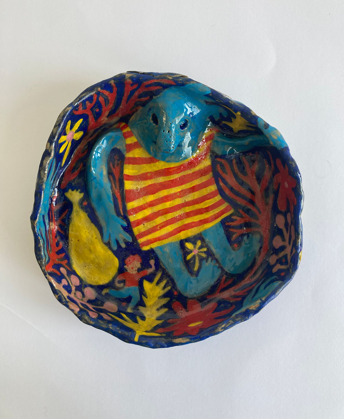 ceramic bowl with illustrated troll