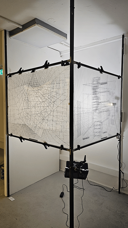 installation of steel frames creating corner 