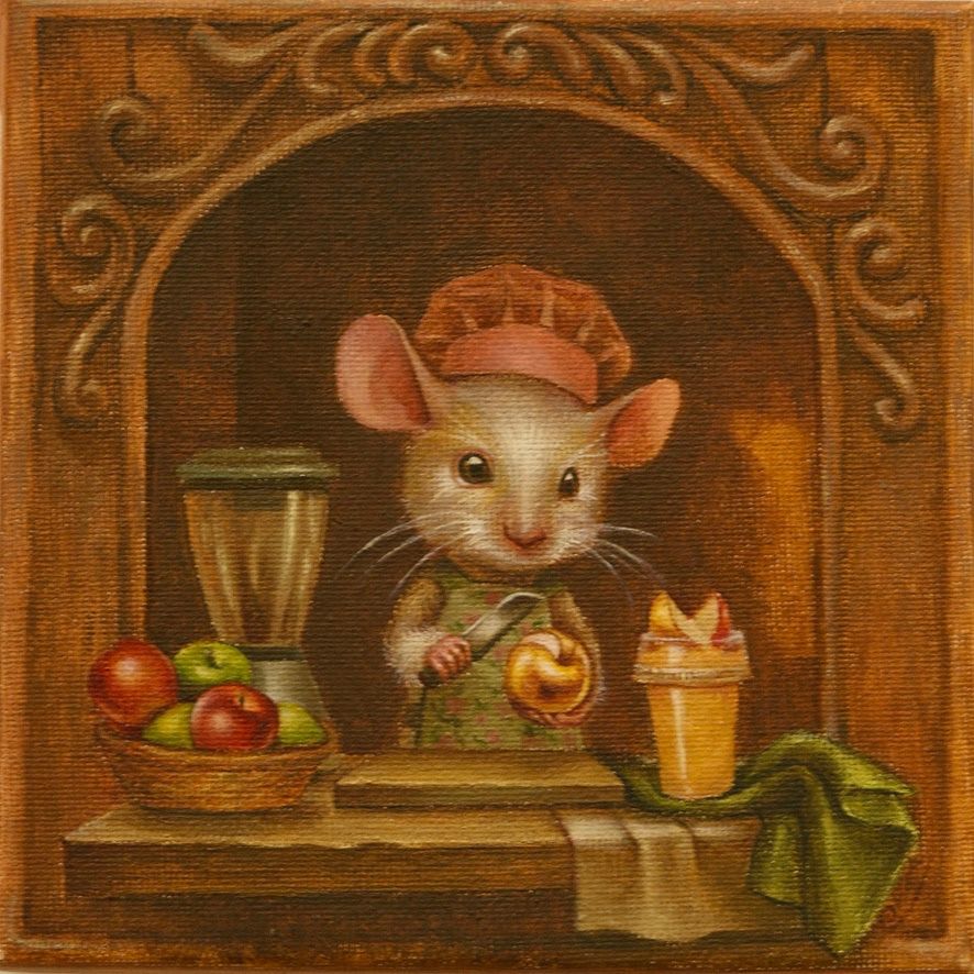 The Judgement of The Mouse (part 2), Oil on Canvas, 15 x 15 cm.