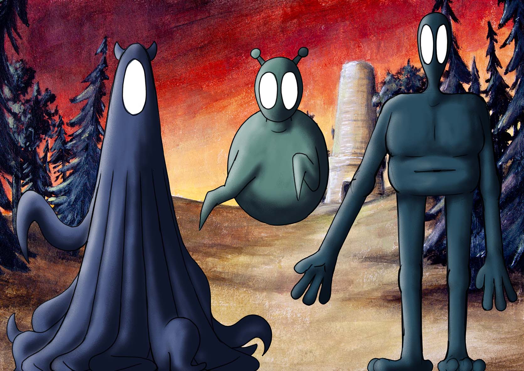 Character Model Lineup of the 3 Alien Characters