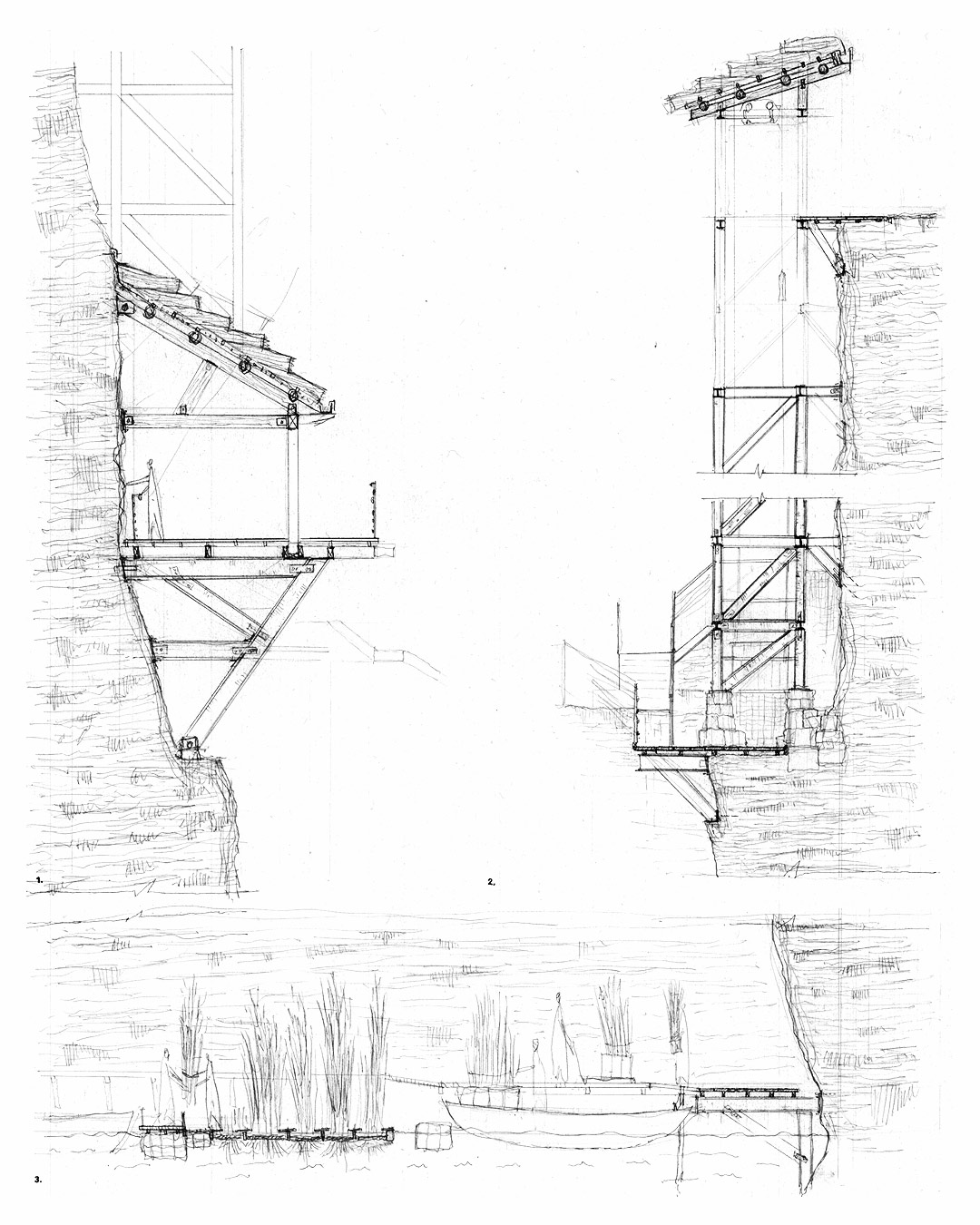 Typology Section : Quarry Wall Gallery & Artificial Floating Reedbedss