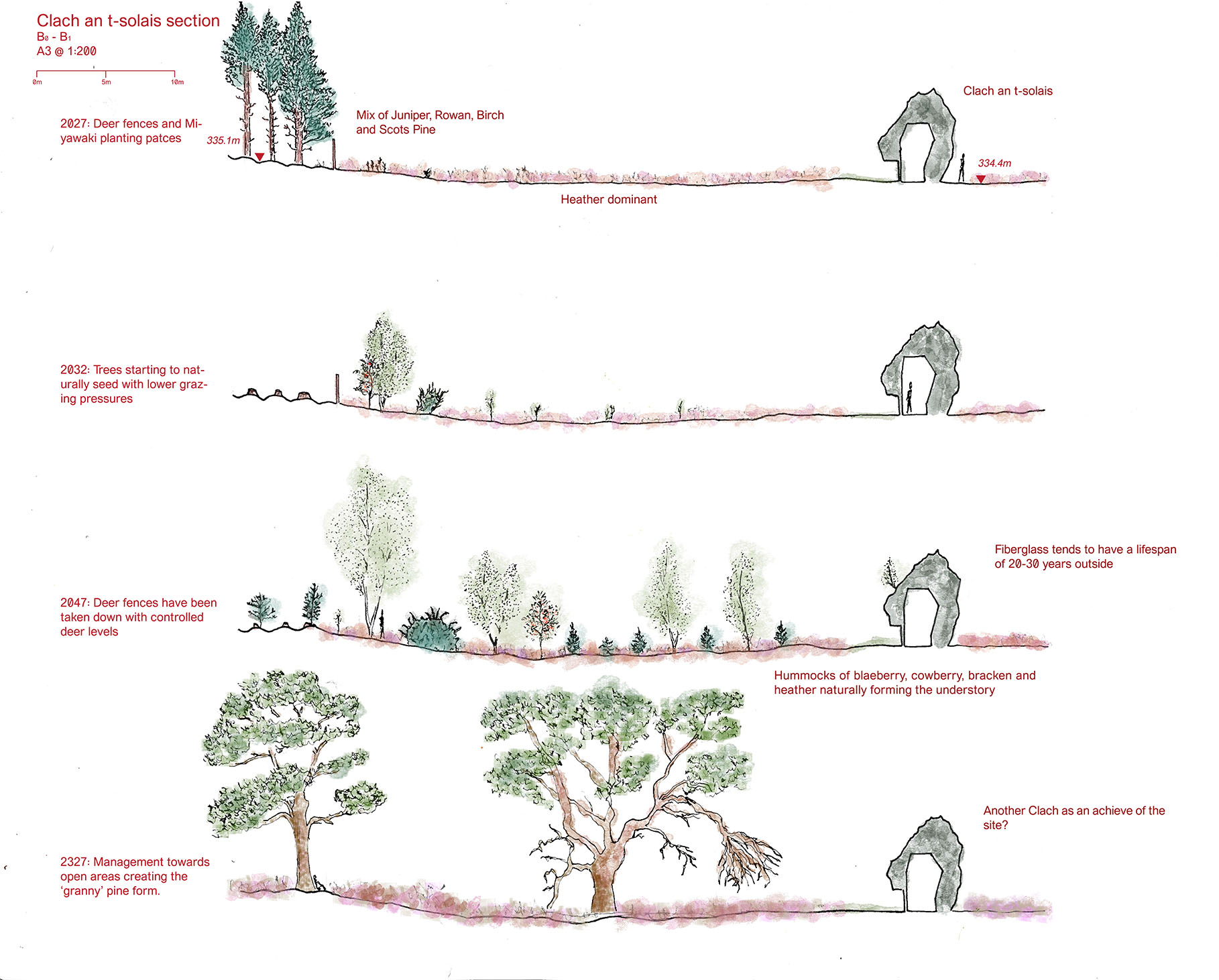Sections through time of the Clach