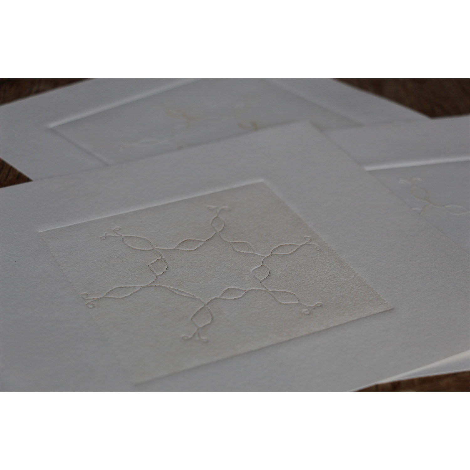     Laid out embossed print studies
