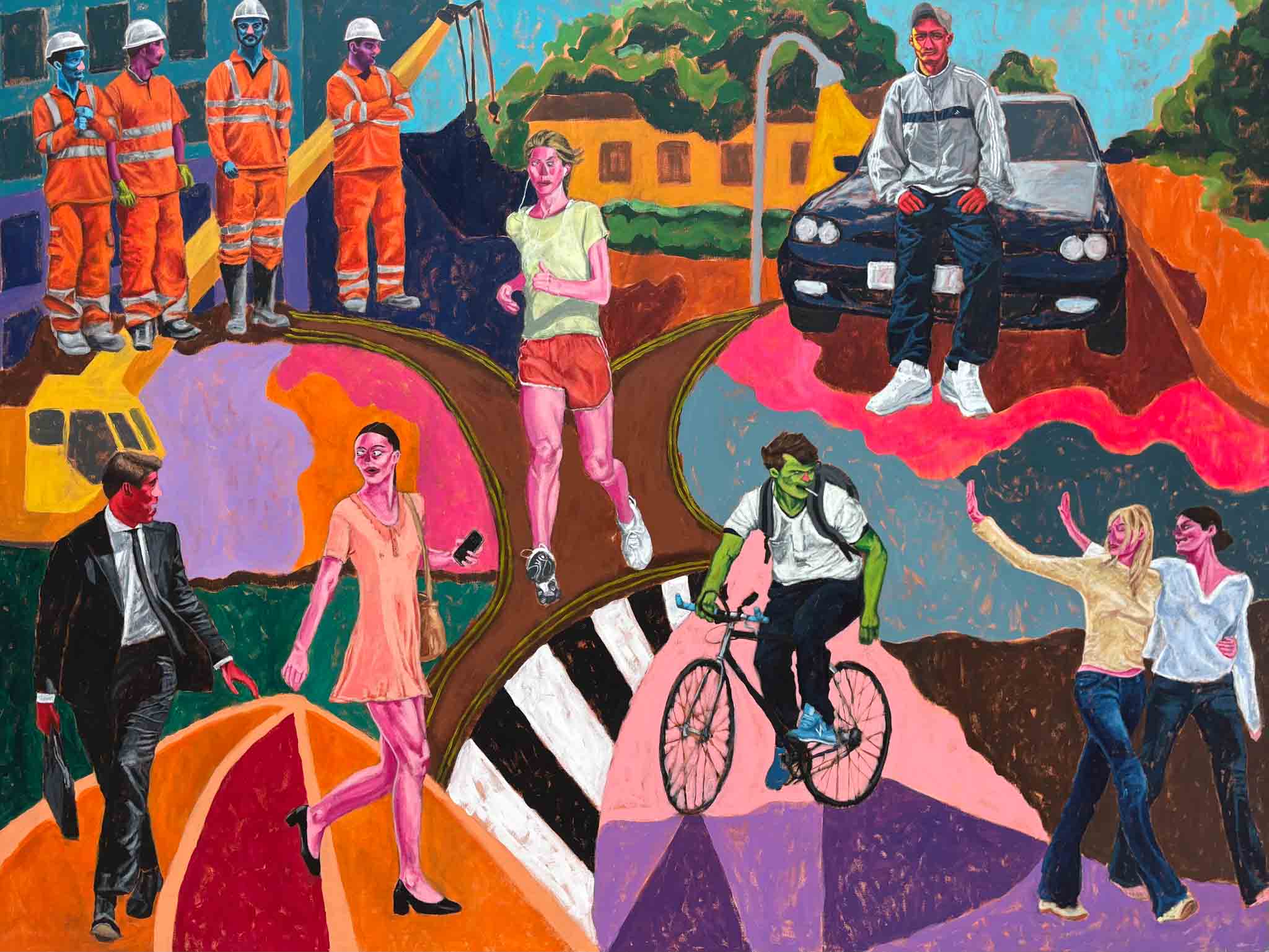 'Rush Hour', Acrylic painting on canvas.