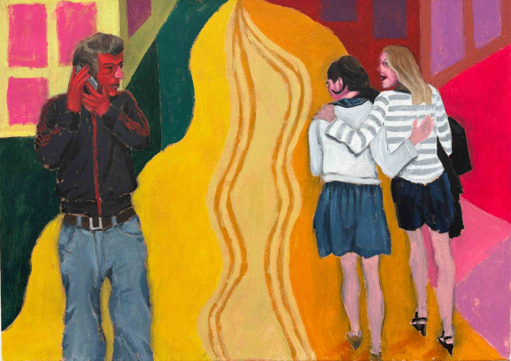 'Across the street', Acrylic painting on canvas.