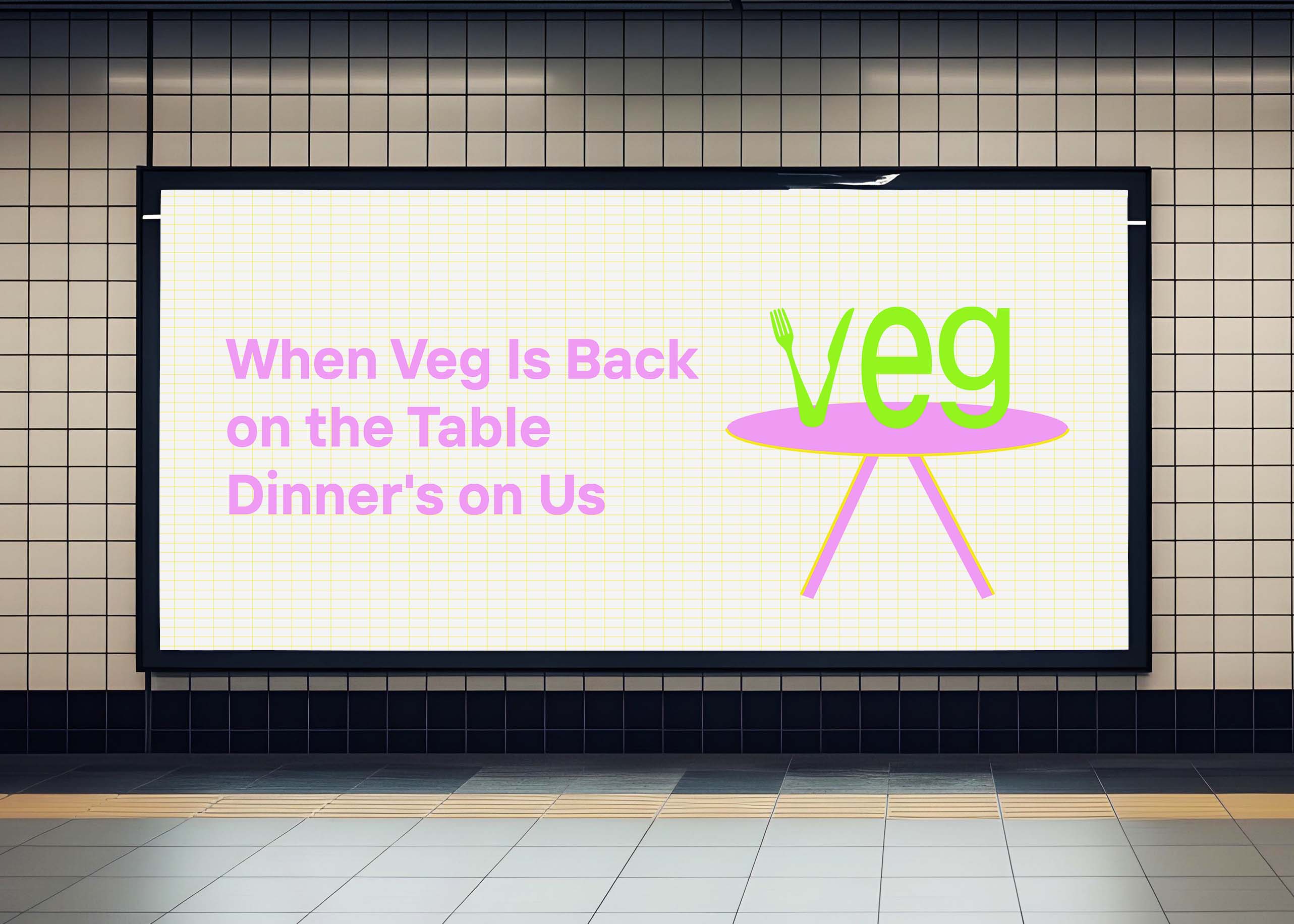 A large billboard displaying the Bring Veg Back campaign message
