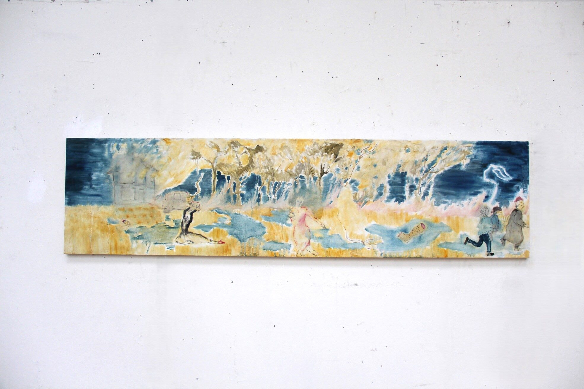 'Faretheewell', 50cm x 200cm, Oil paint and Charcoal on Calico, 2024, Image: Alex Howey
