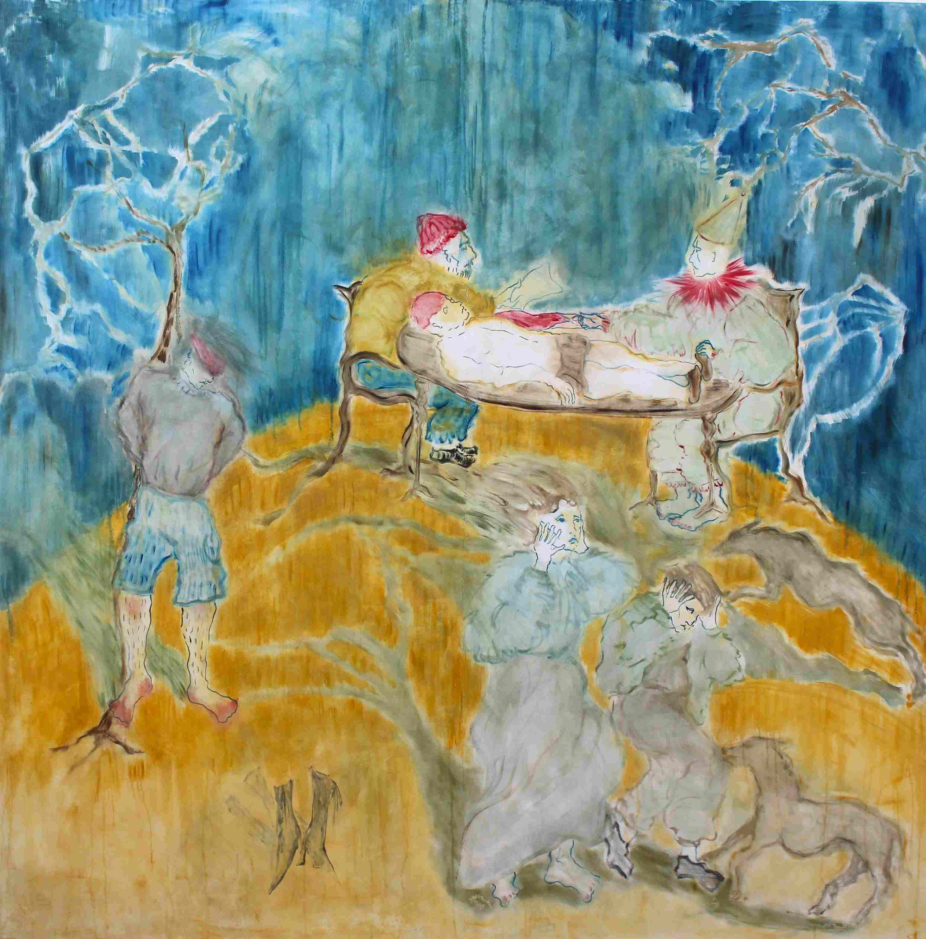 'Land of the Blind', Oil Paint and Oil Stick on Calico, 180cm x 180cm, 2025, Image: Alex Howey