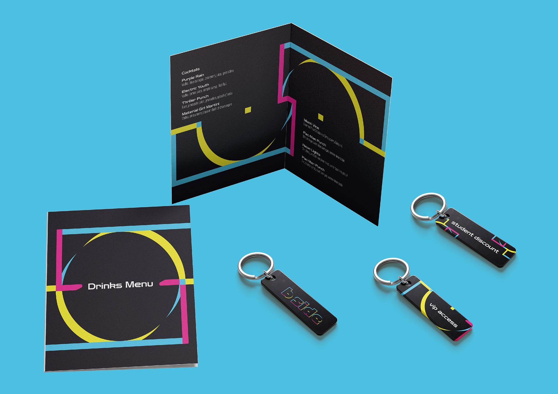 B Side Drinks Menu and Key Cards