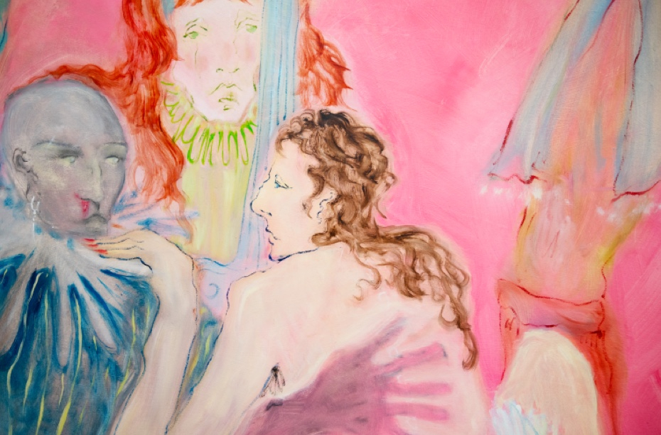 (Graduate Show Installation View) Detail of 'Hanging On The Limb Of A Tree', Oil Paint on Calico, 200cm x 130cm, 2025, Alex Howey