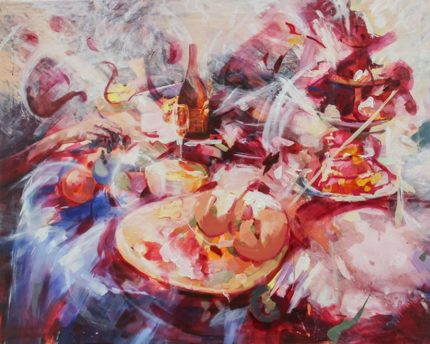 Red and pink abstract strokes