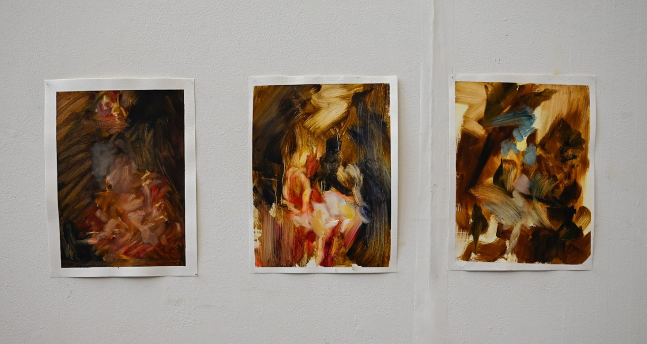 Three small works on paper loose brushwork