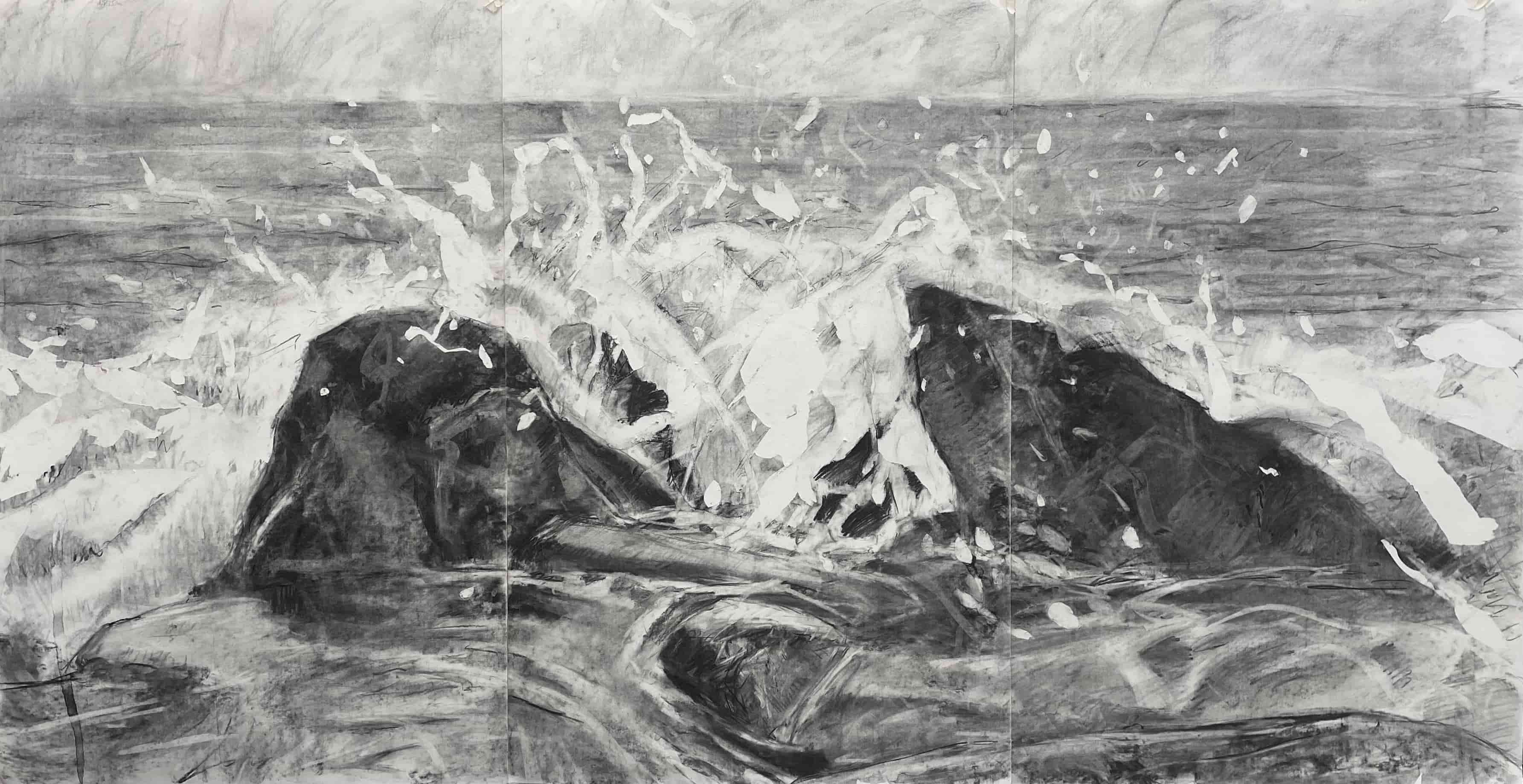 Impact, Charcoal on paper, 245cm x 125cm