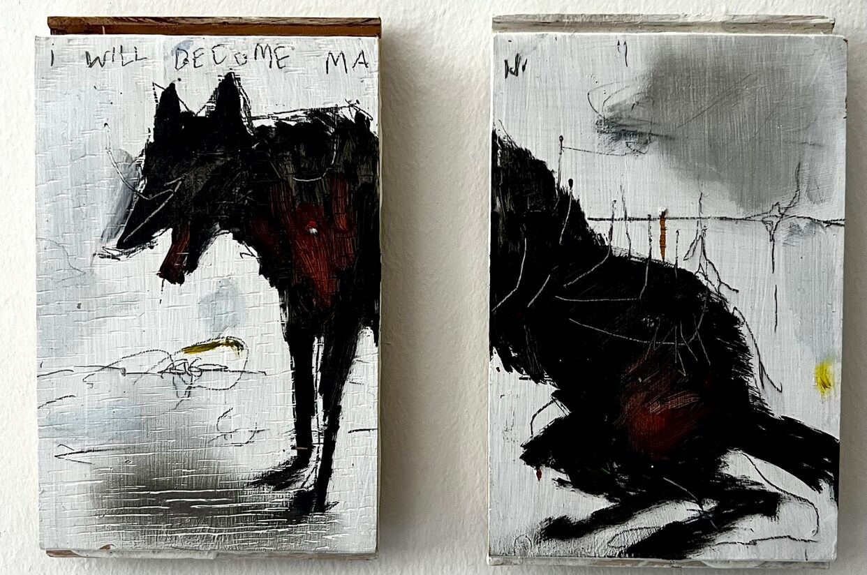 Bro, Just Change Back, oil on wood, 2x (10 x 16 cm)