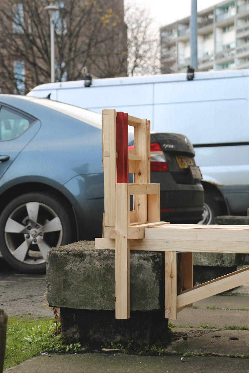 Bollard Bench Live build Project Details, Co-designed and built with Bingzhi Li and Joshua Howard. Photo: Bingzhi Li.