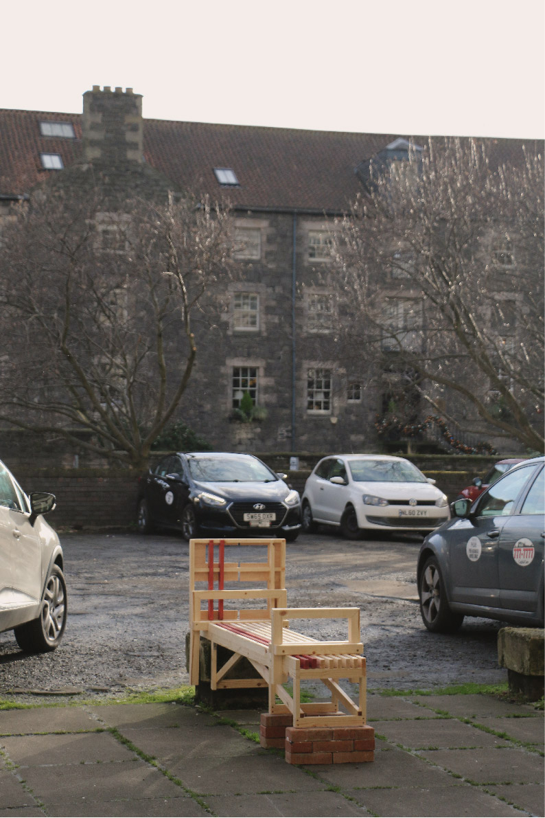 Bollard Bench Live build Project details, Co-designed and built with Bingzhi Li and Joshua Howard. Photo: Bingzhi Li.