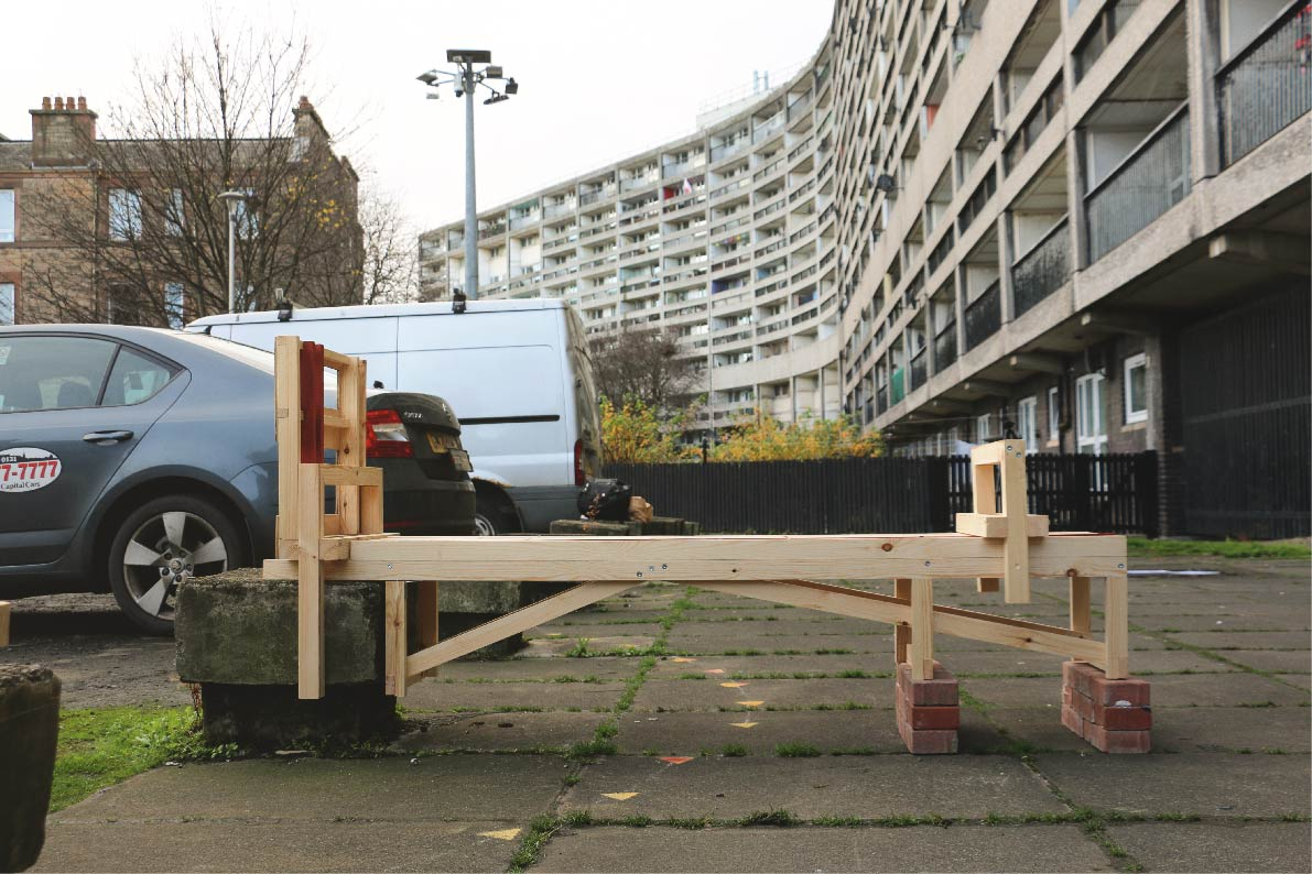 Bollard Bench Live build Project, Co-designed and built with Bingzhi Li and Joshua Howard. Photo: Bingzhi Li.