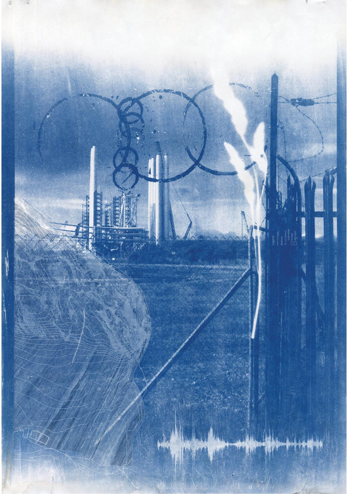 Cyanotype collage of Port of Nigg