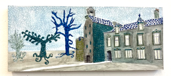 Blue historic house.