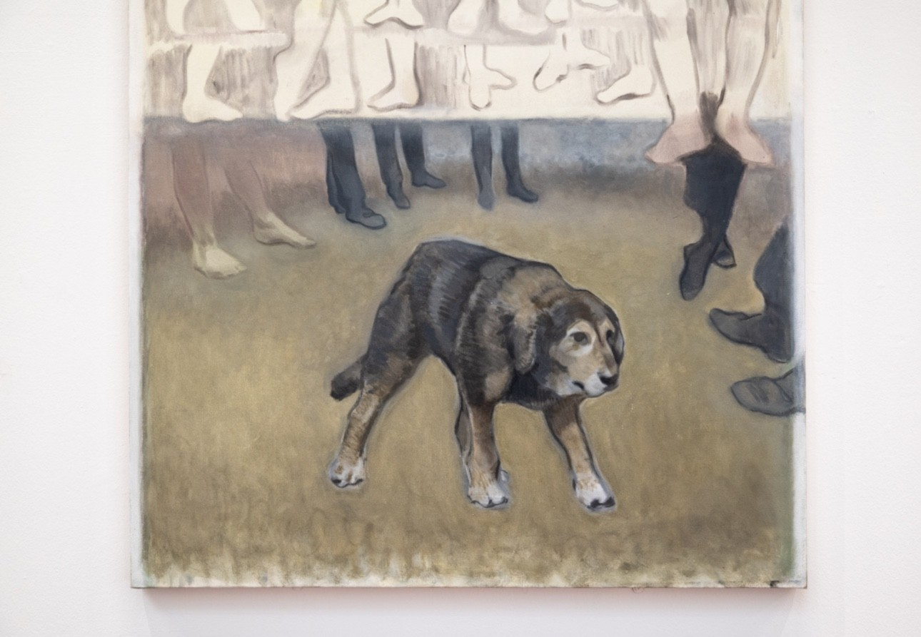 (Cropped) Dogs Can't Look Up, oil on canvas, 100x160cm