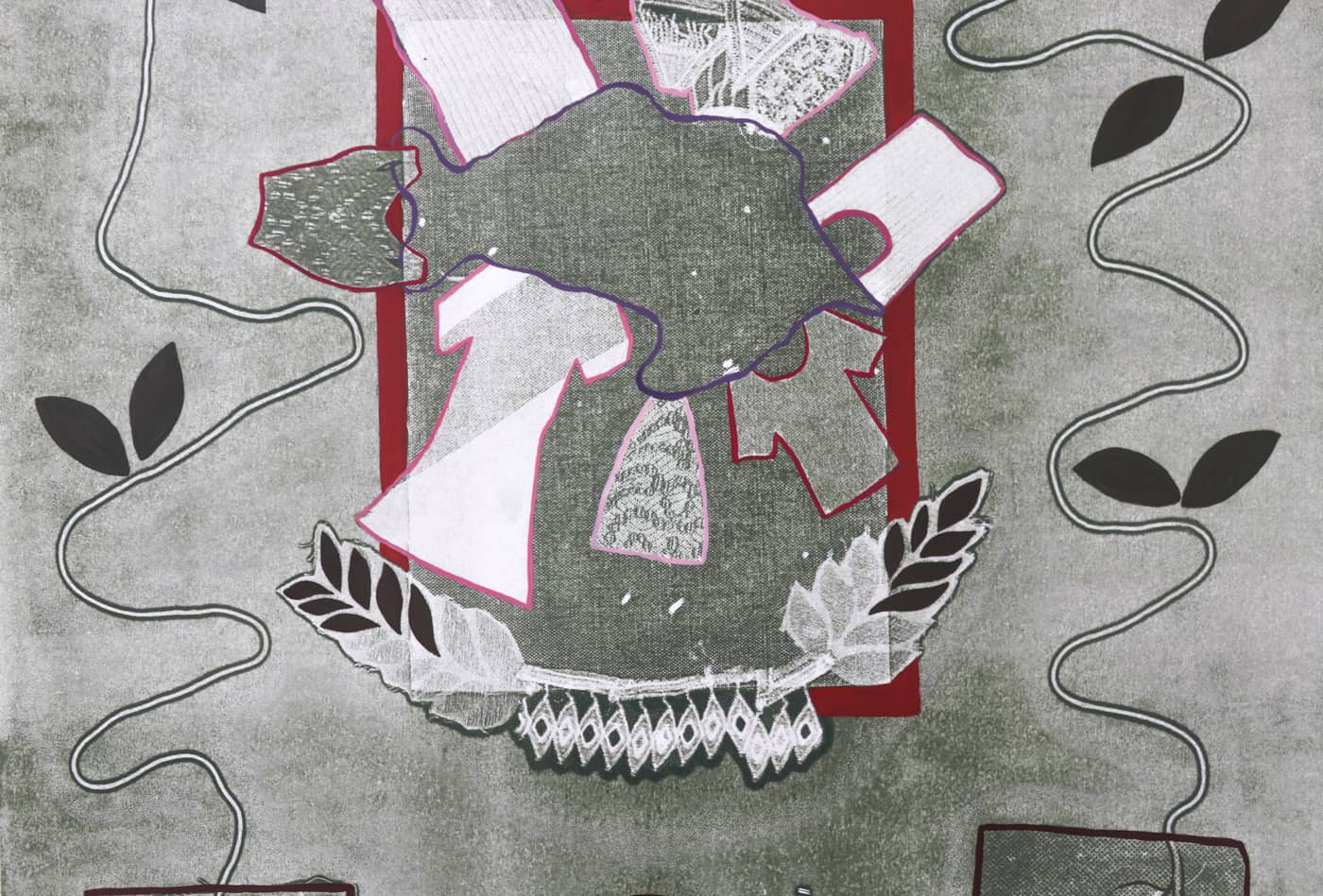 detail of dark green print