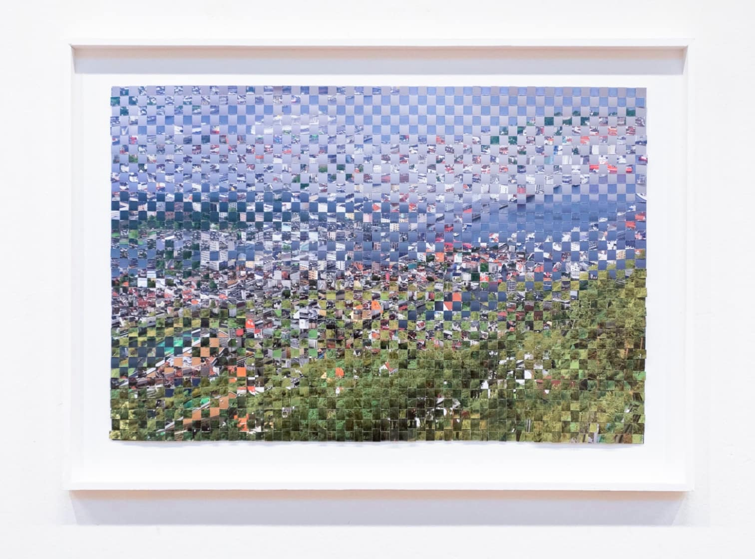 Helloes, February 2025, 59 x 40 cm, woven inkjet prints on satin paper, mounted in wooden frame.