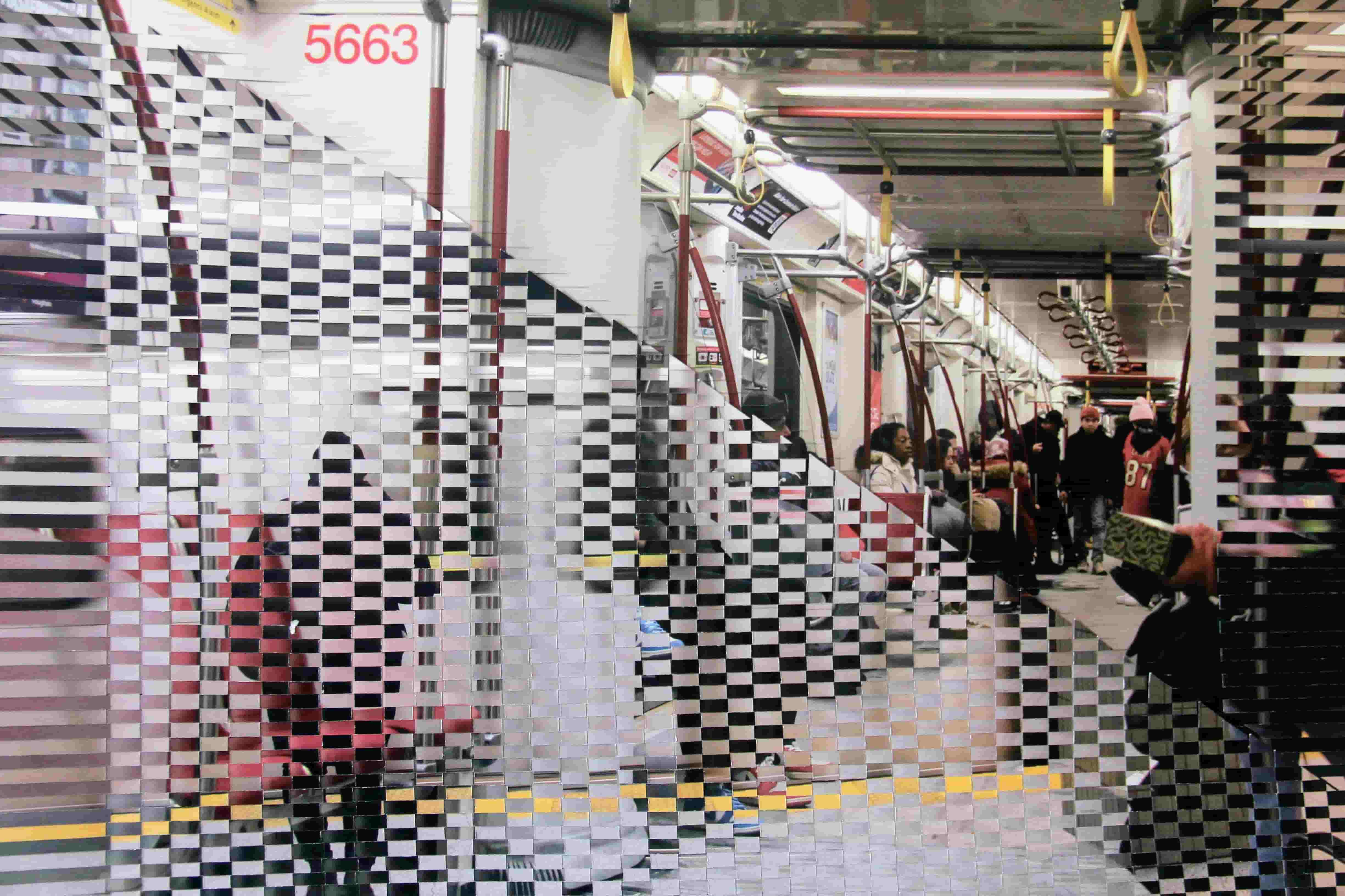 'City train' details, April 2025, 62.5 x 42 cm, woven inkjet prints on satin paper, mounted in wooden frame.