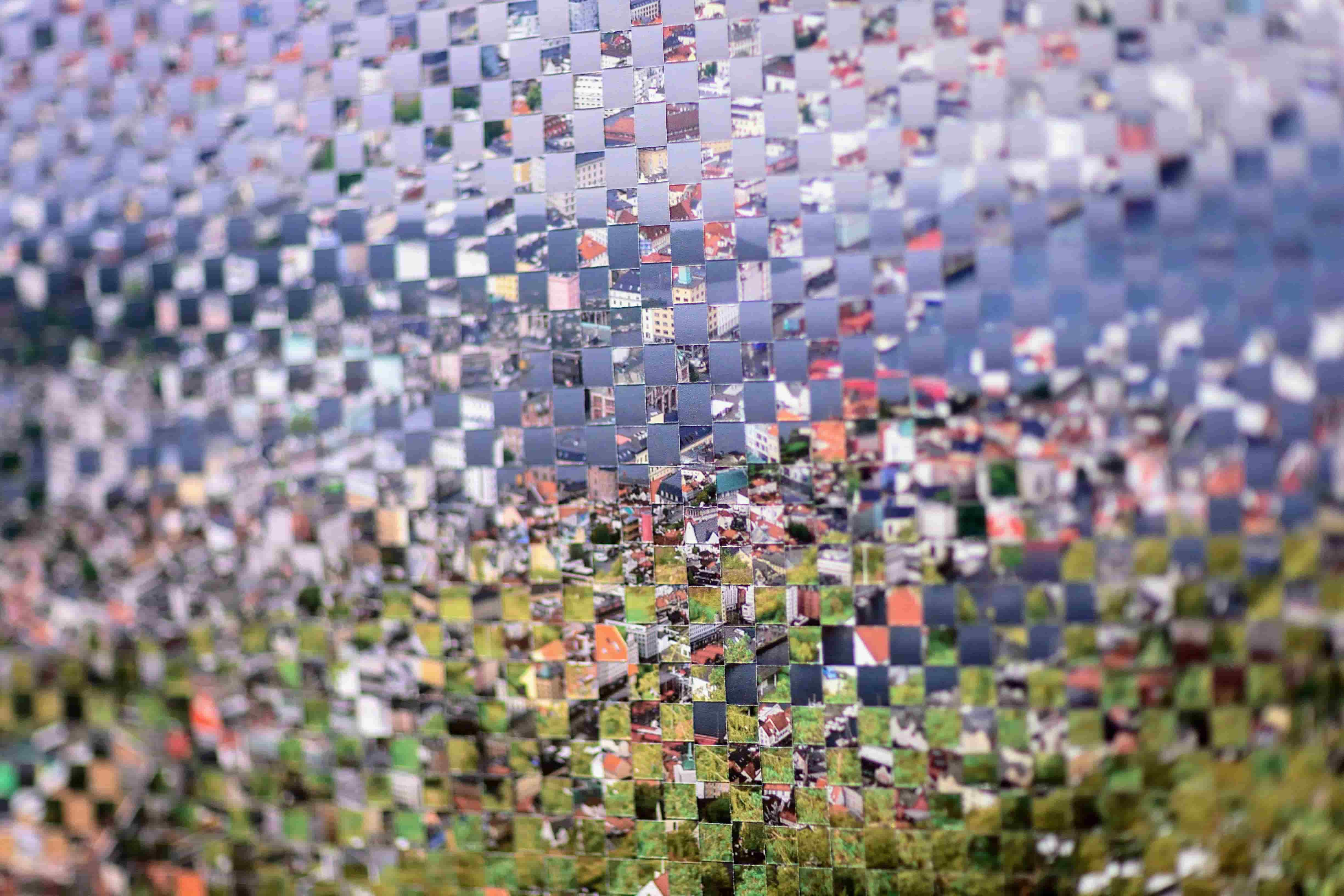 'Helloes' details, February 2025, 59 x 40 cm, woven inkjet prints on satin paper, image credit to Ewan Bootman.