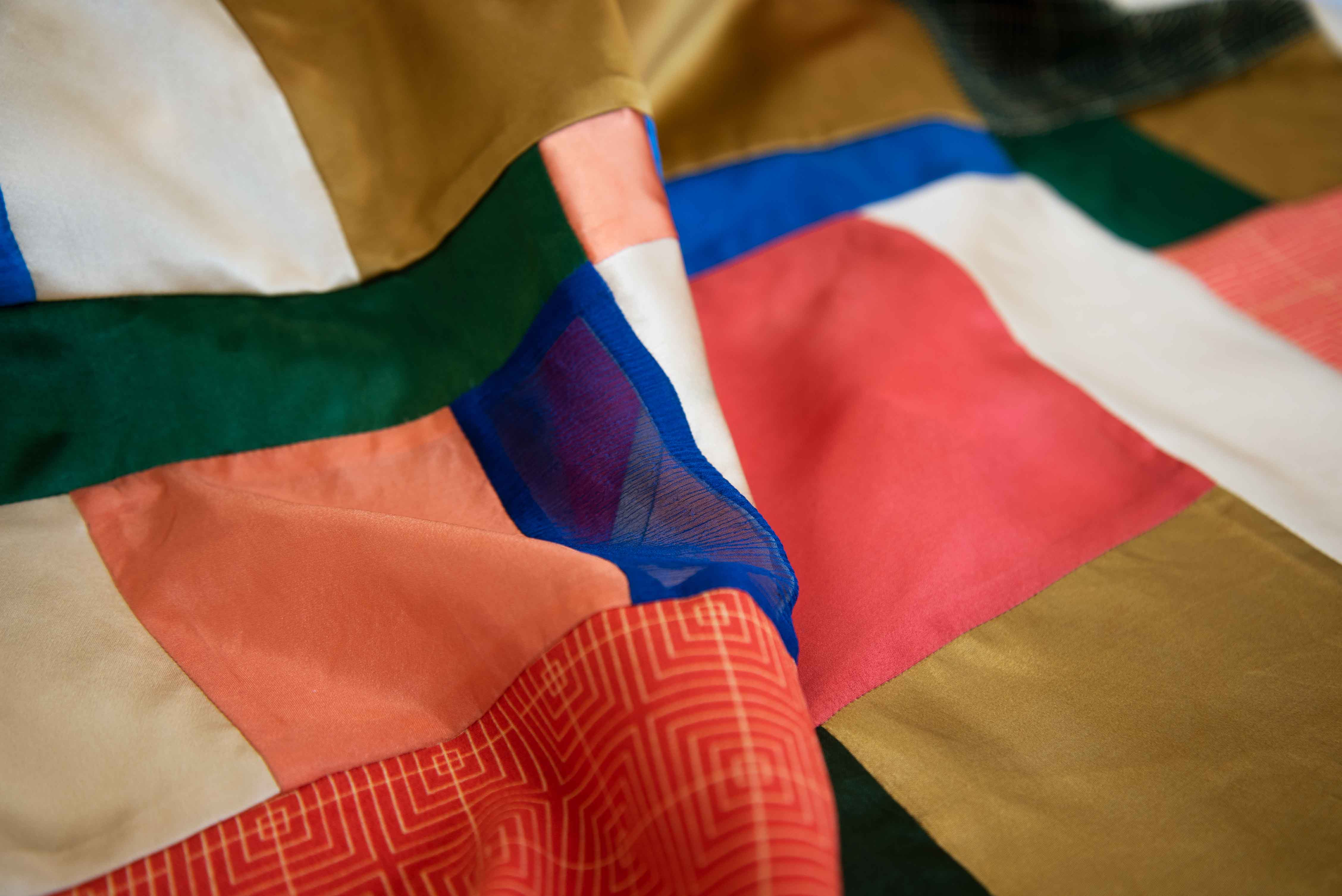 Image of silk scarf titled 'Fortune at the Seam'