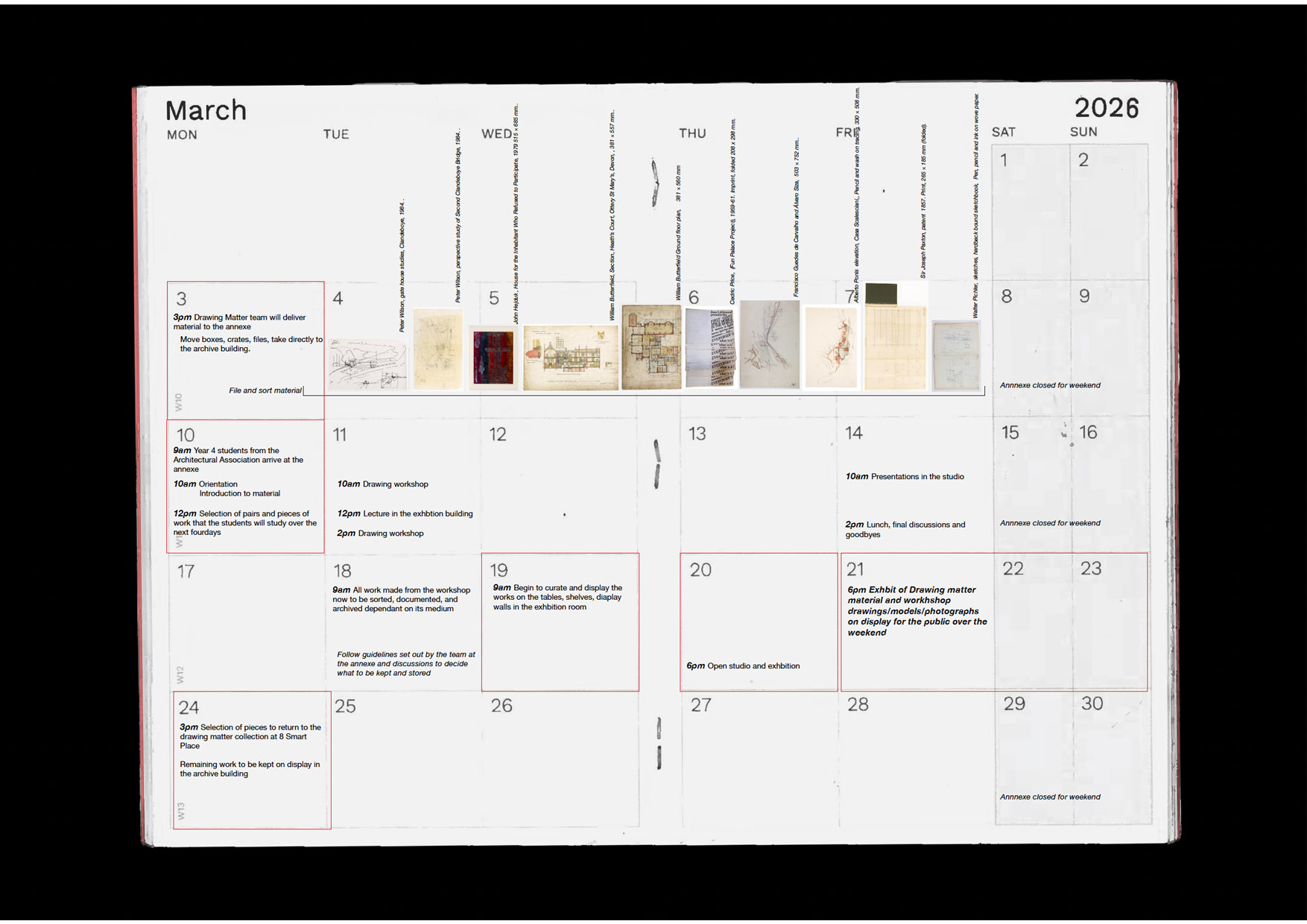 A typical month at the annexe in Lincoln's Inn Fields 