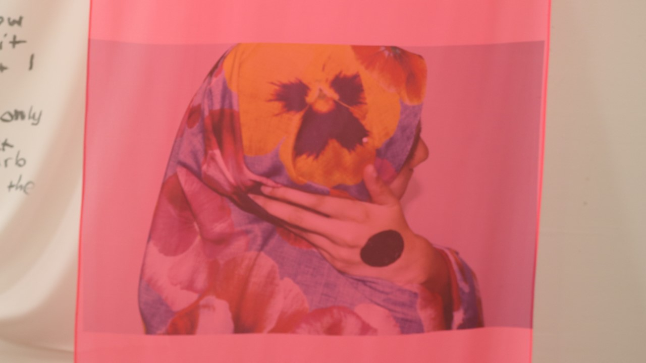Pink fabric with figure