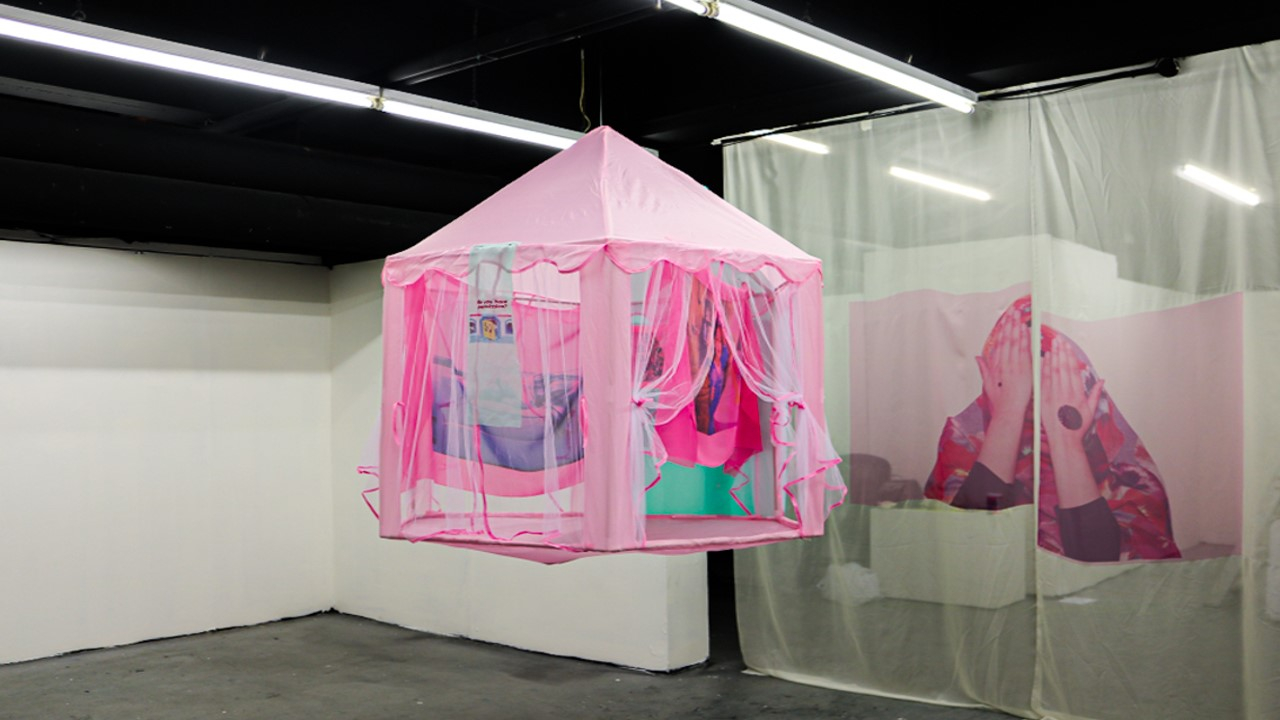 Hanging pink tent