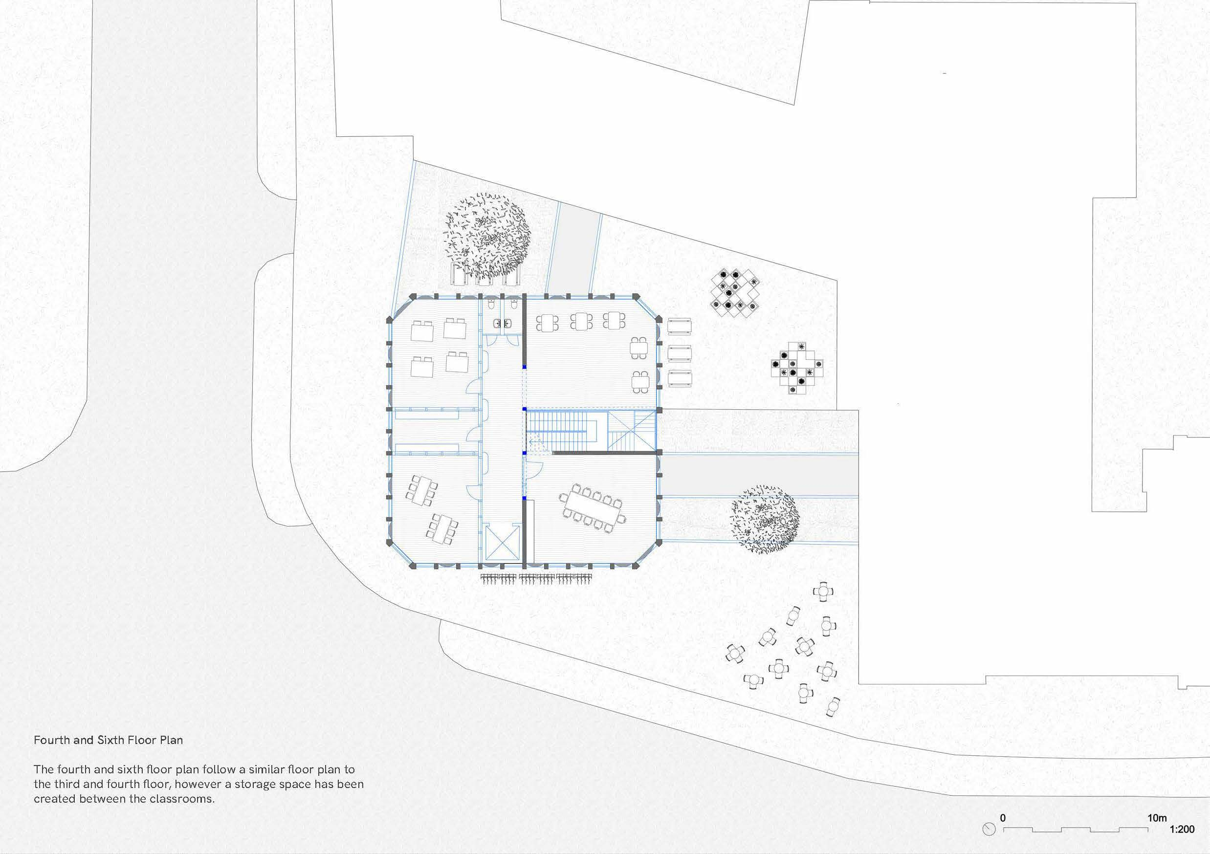 1:200 Fourth and Sixth Floor Plan