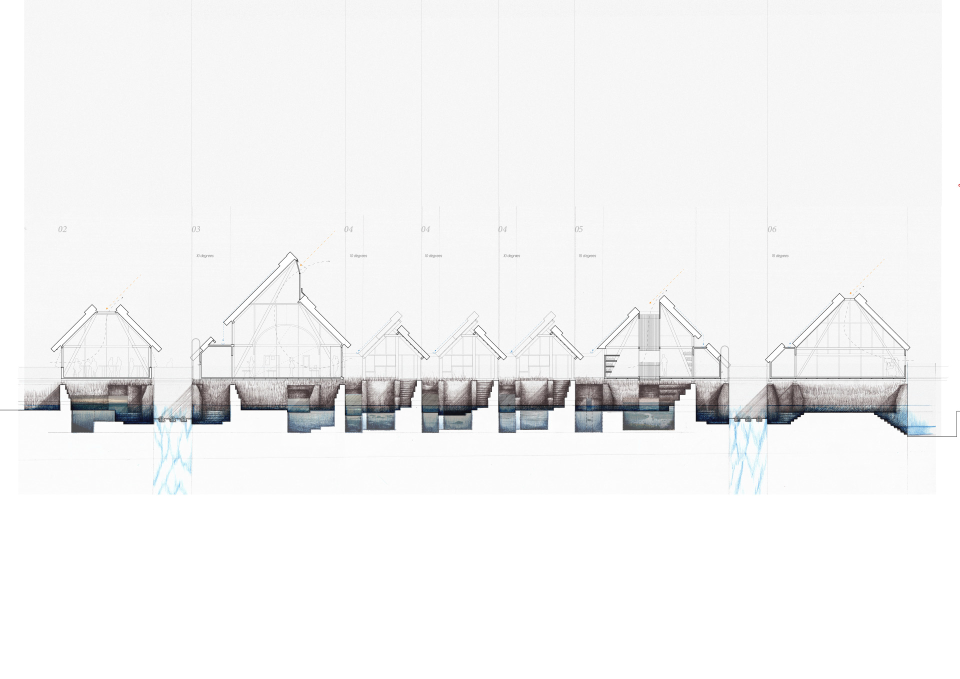 A long section across the permeations of the sea wall