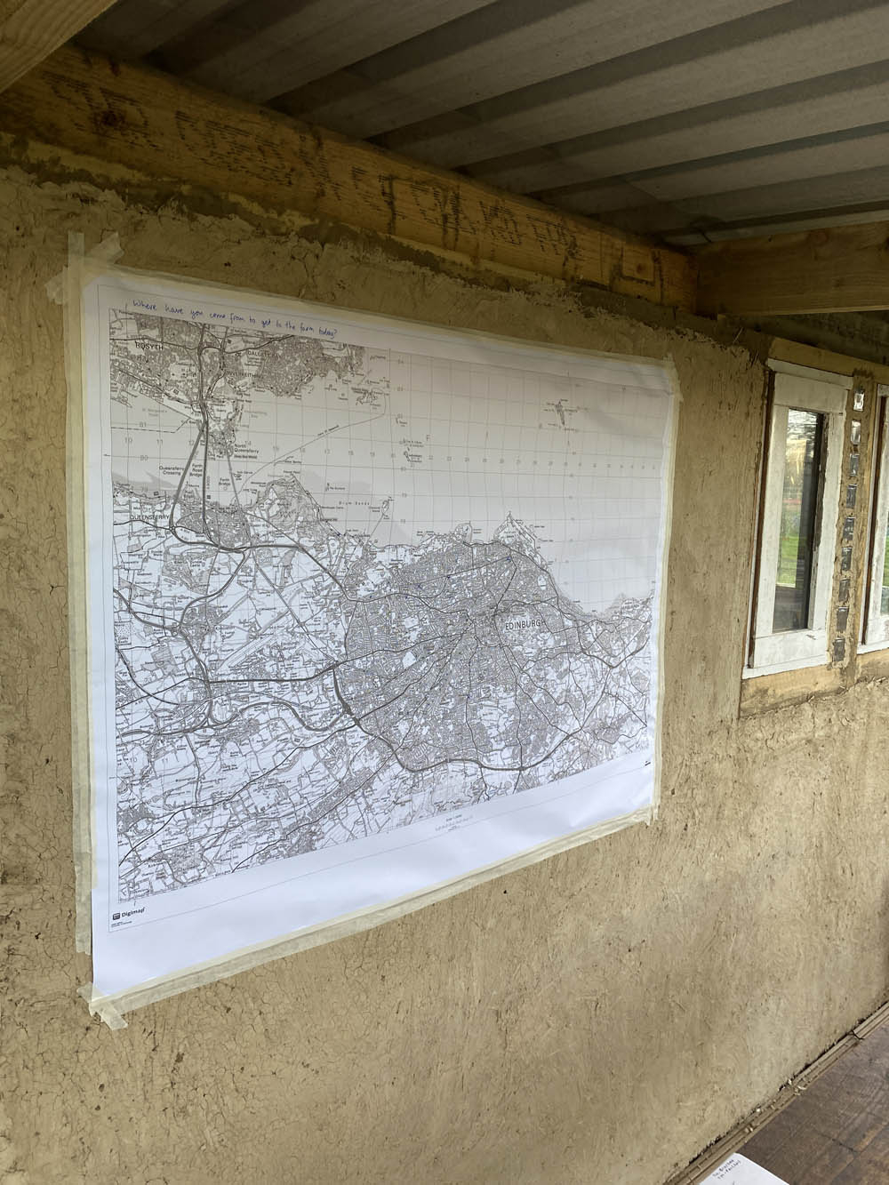 a map of edinburgh posted on the wall during workshops