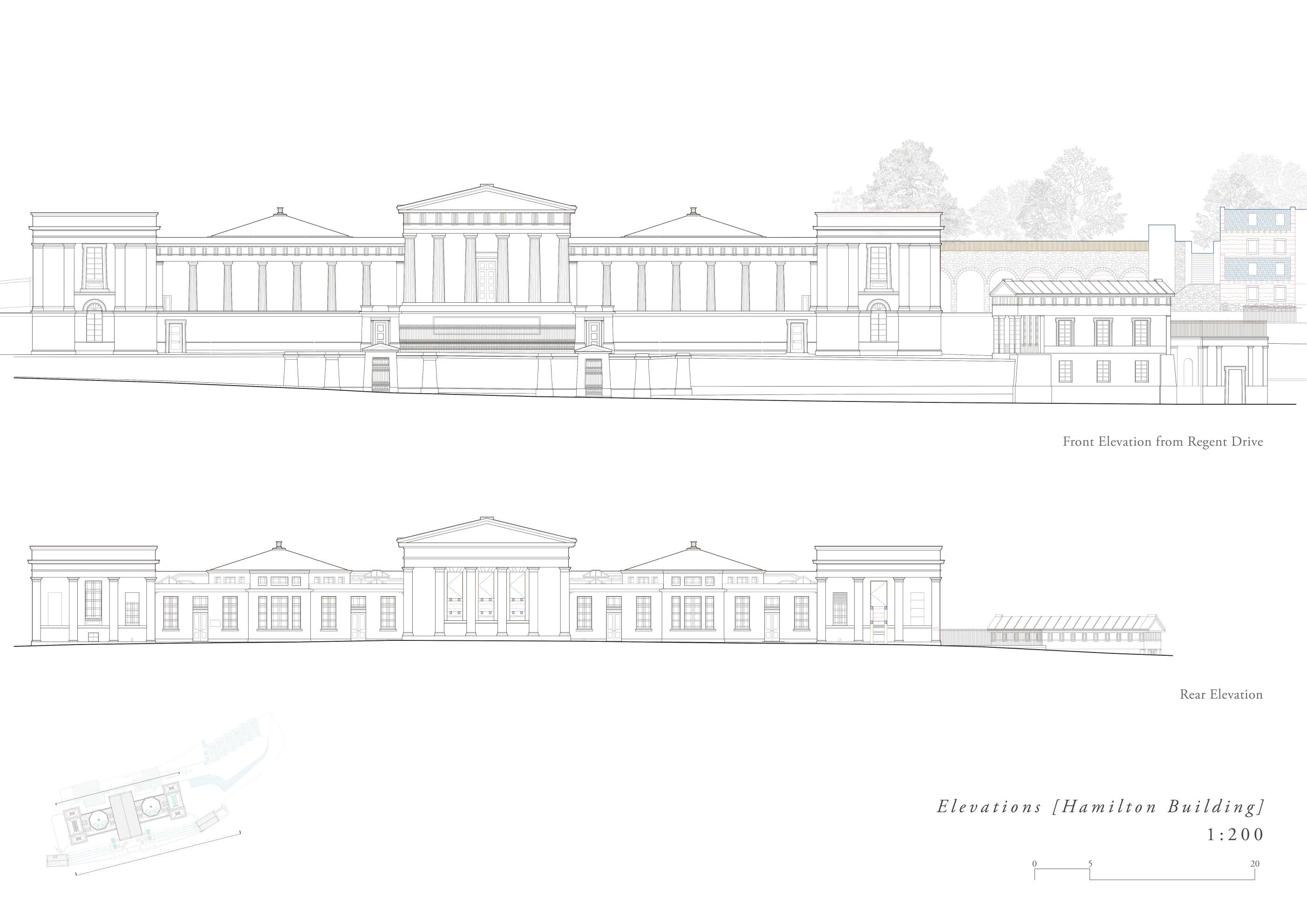 North and South Elevation with Historic Structure | 1:200@A2