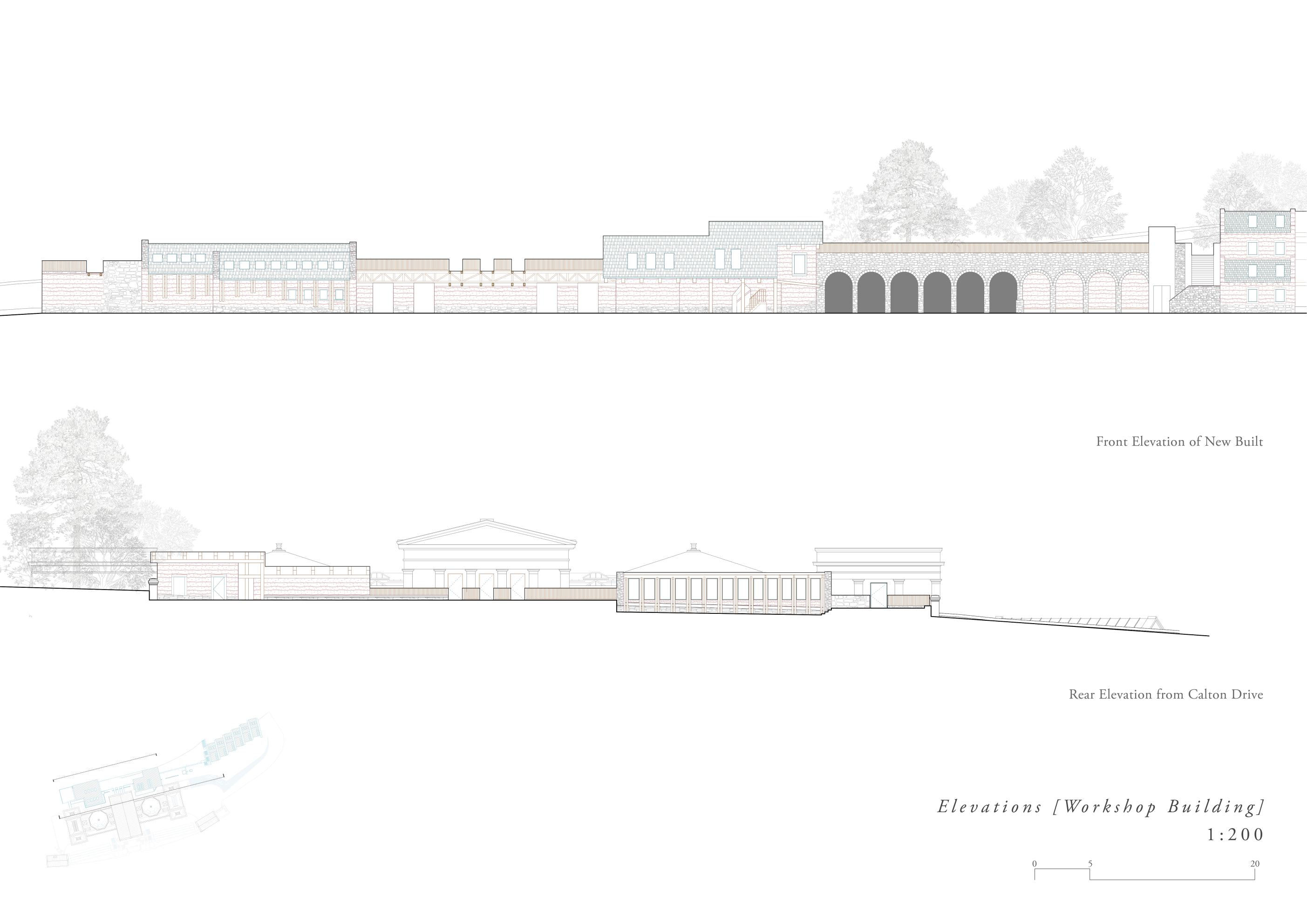 North and South Elevation of Workshops | 1:200@A2