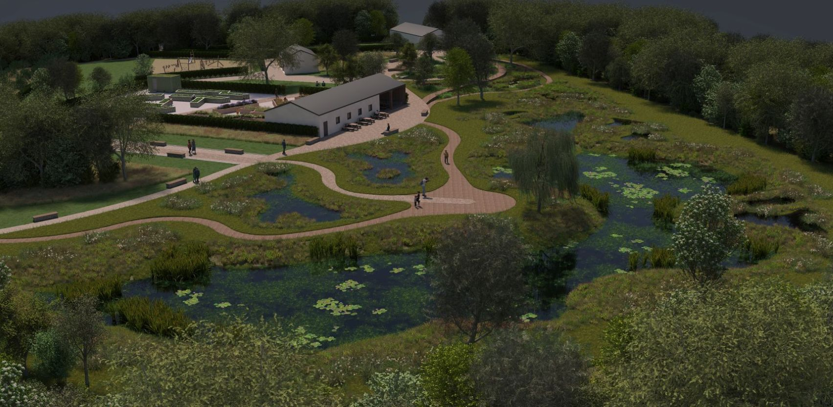 Birds eye view of site A park design