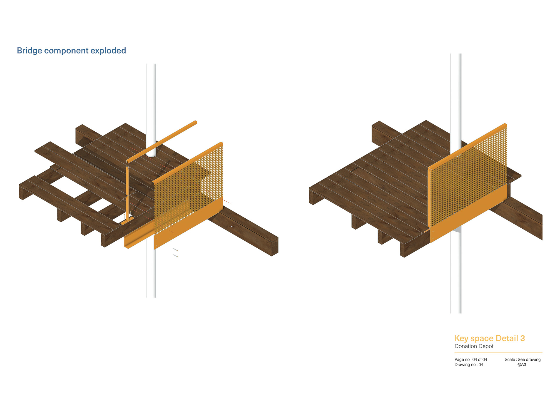 exploded construction drawing