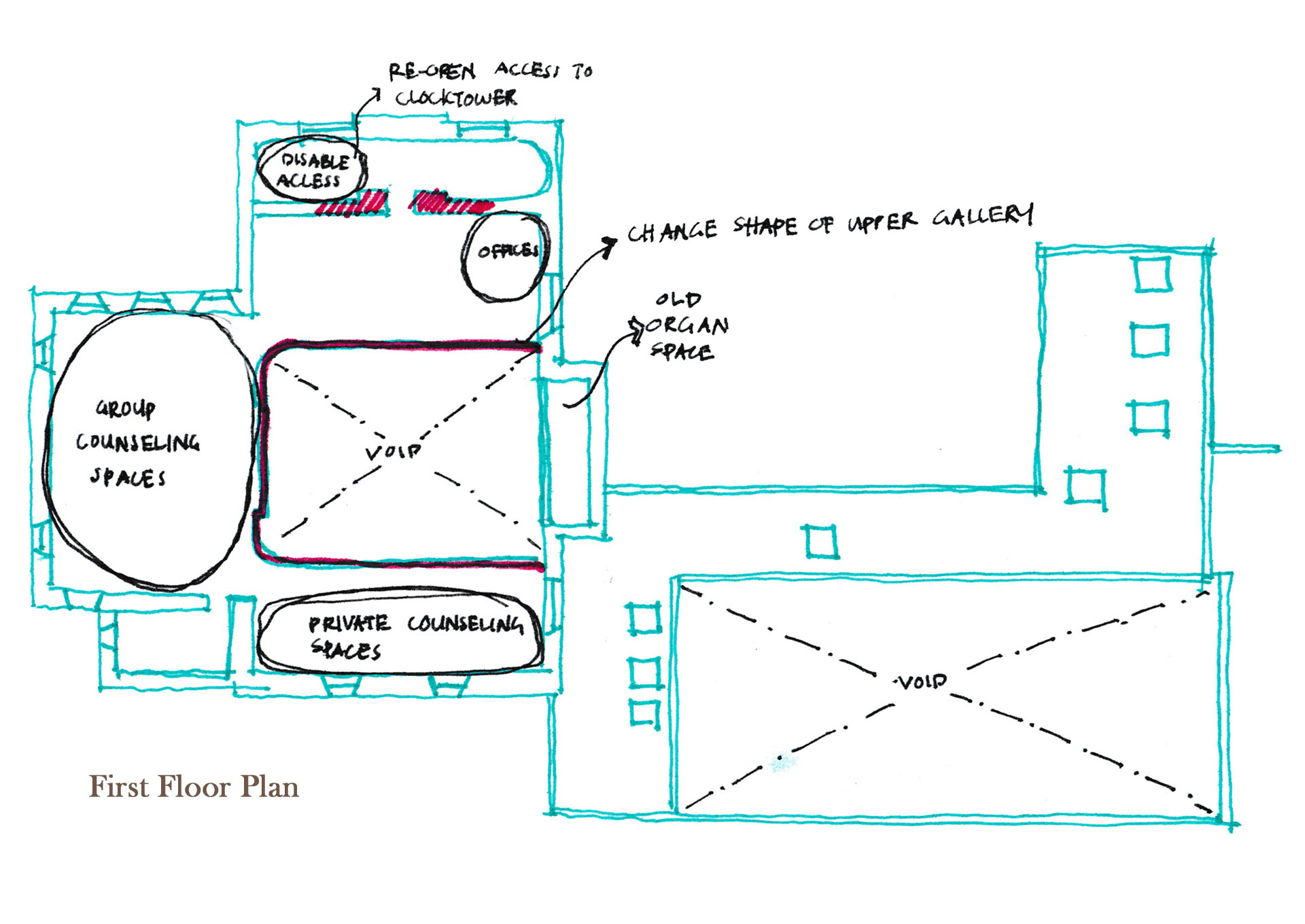 EGRC, Initial First Floor plan sketch