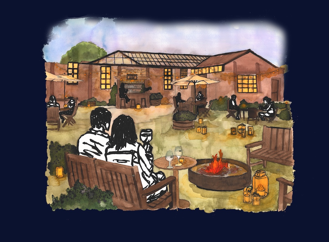 Watercolour visual of Morrich Gin Garden 