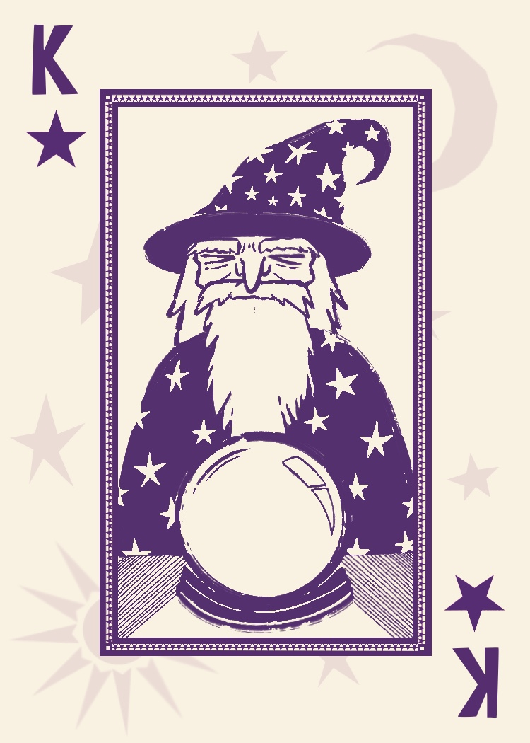 Playing card depicting the King of Wizards