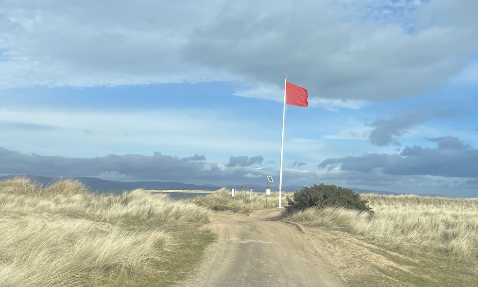 Red flag showing Tain Air Weapons Range is active, Morrich More