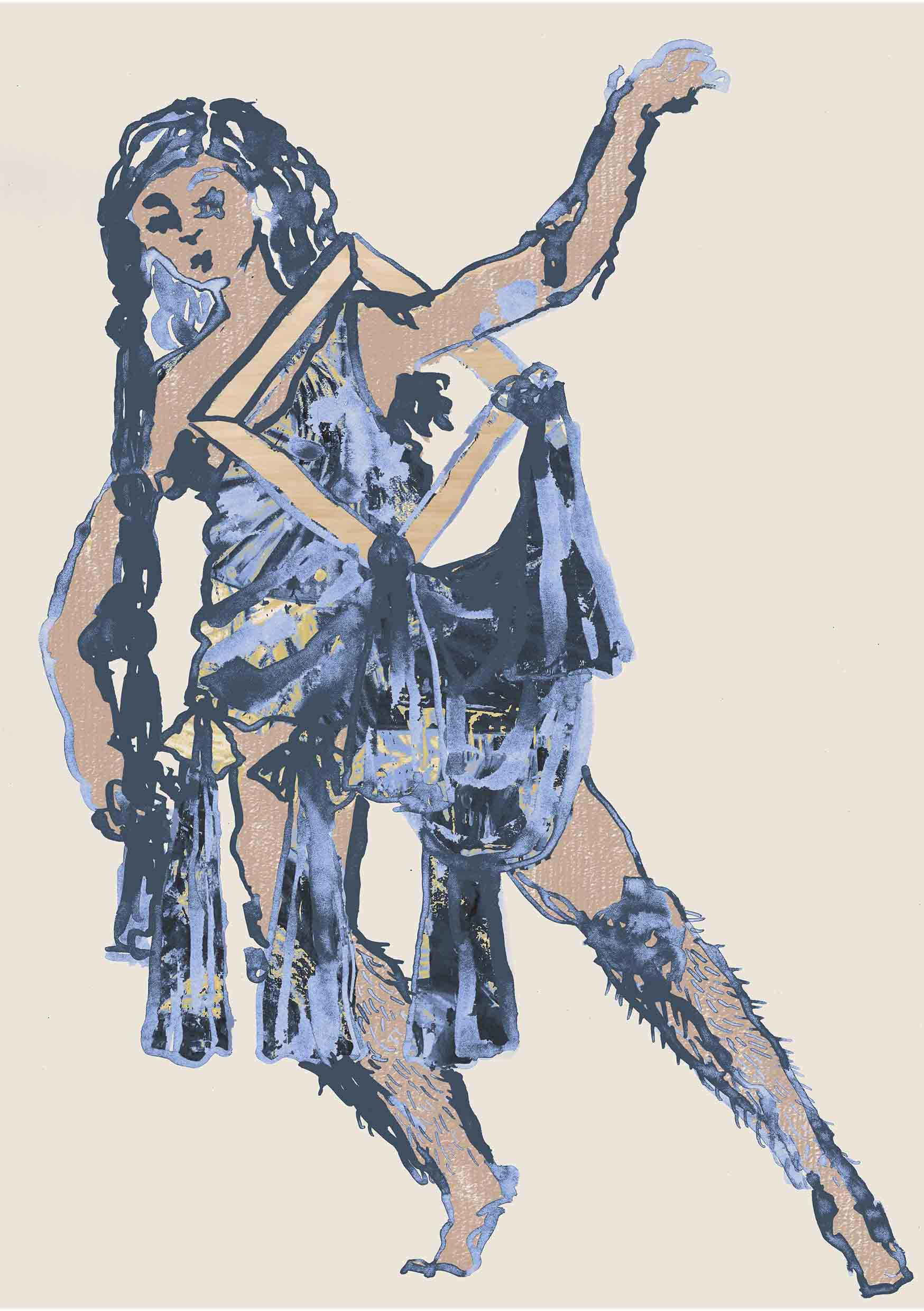 Blue printed costume
