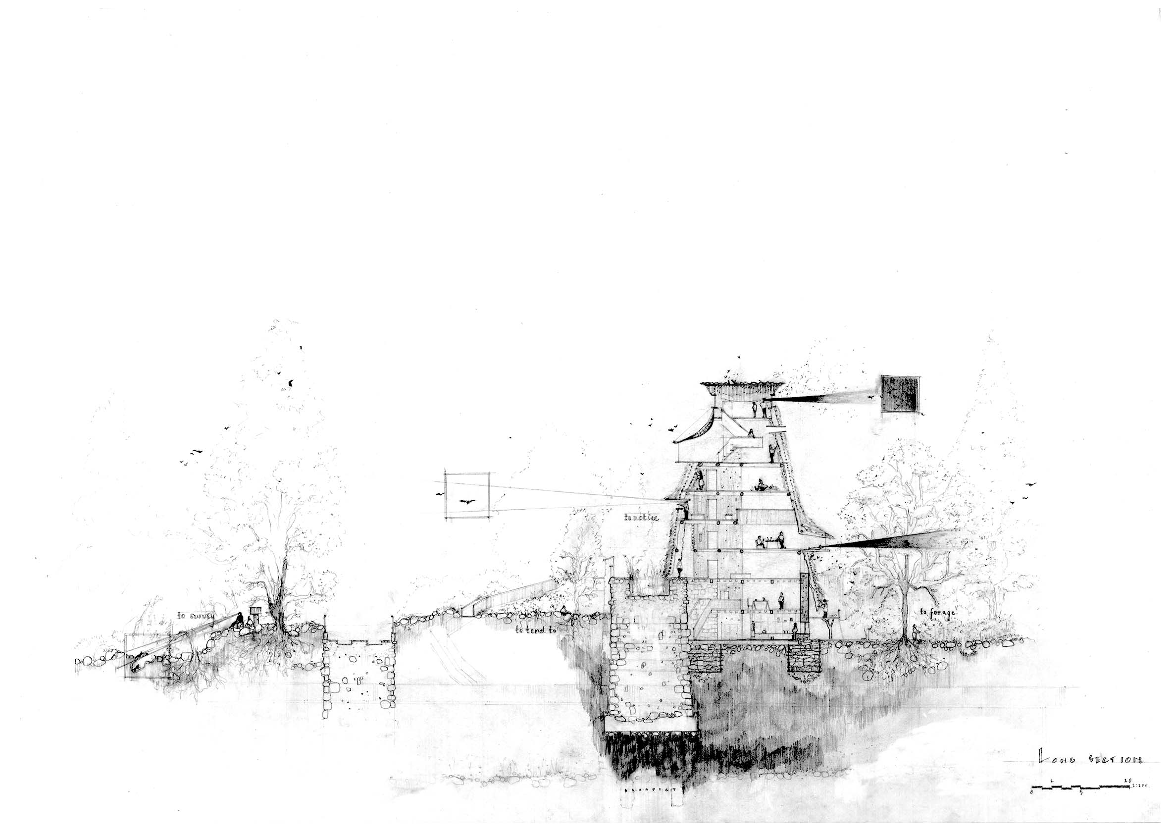 Observation Beacon Proposed Section. Pencil.1:200