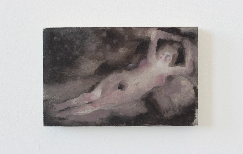 Painting depicting a naked woman lounging on a bed