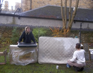 Setting up Down The Garden Path. November 2025. Group Show with Erin Ridgway and Milly Toplis. Edinburgh