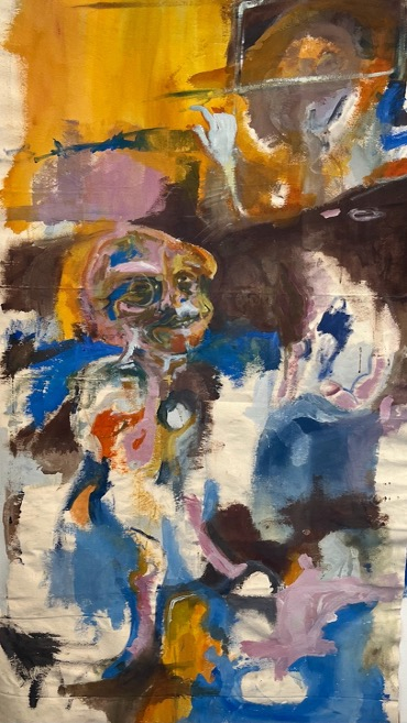 unfinished works. acrylic, oil pastel, household paint on canvas. 200 x 100 cm. Edinburgh